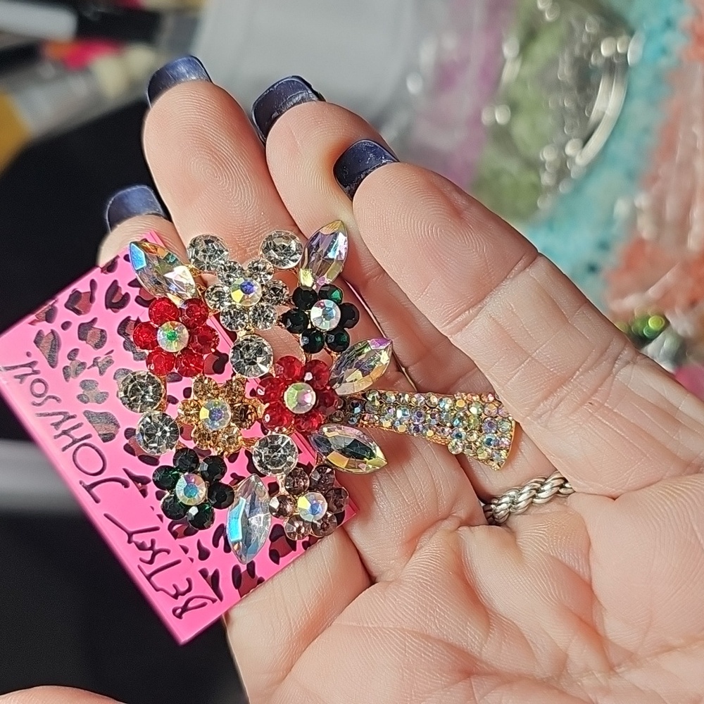 Betsey Johnson Vibrant Crystal Floral Brooch